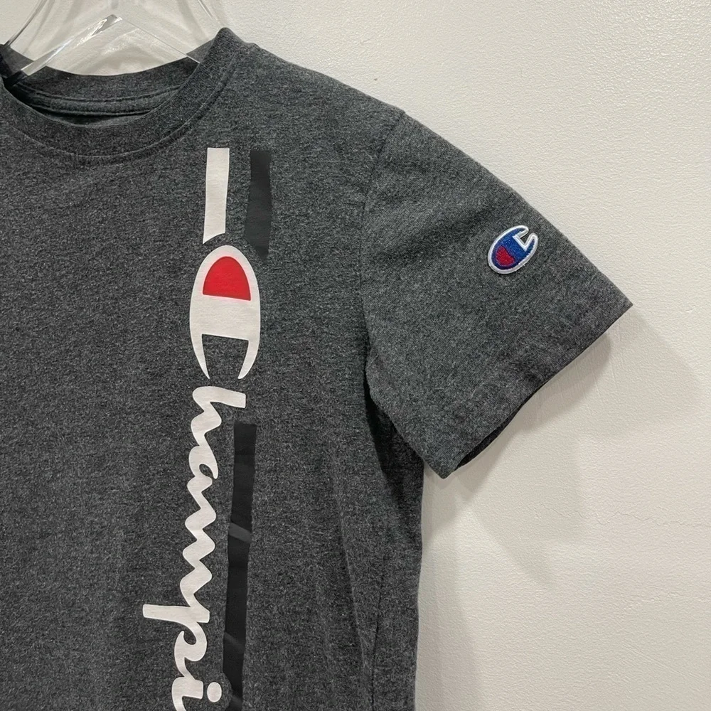 Champion Vertical Logo Short Sleeve Tee Grey Kid S
